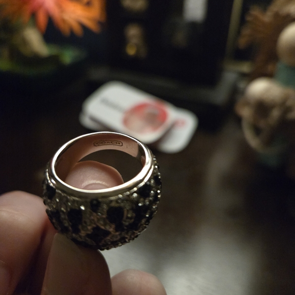 Coach Black And Silver W/rhinestones Ring - Picture 5 of 5